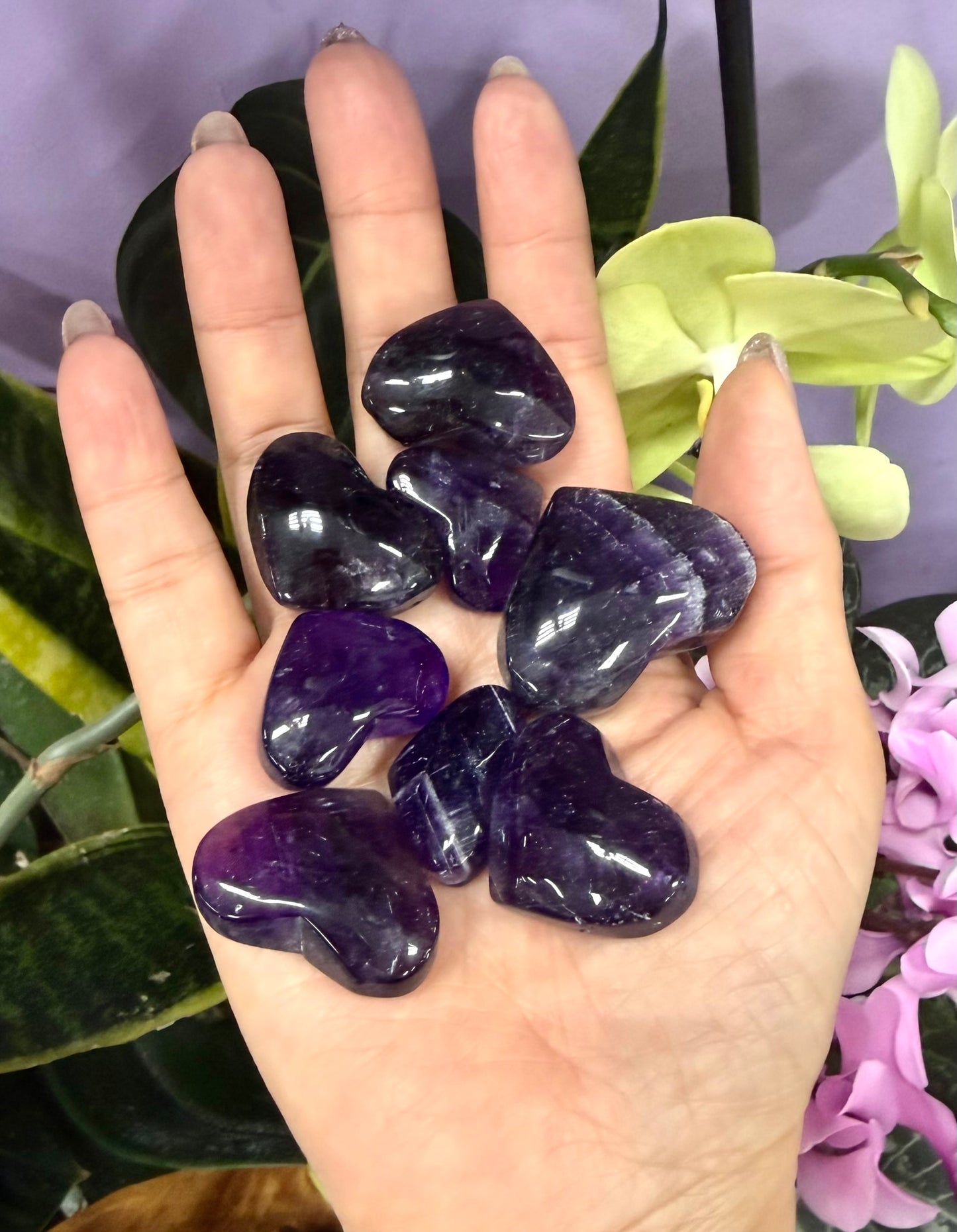Wholesale 1 lb Lot Natural Amethyst Heart Crystal Energy