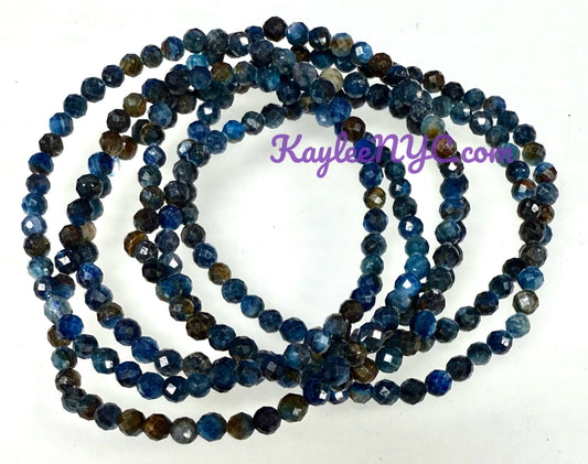 Wholesale Lot 6 Pcs Natural Blue Kyanite 4mm Faceted 7.5” Crystal Healing Stretch Bracelet