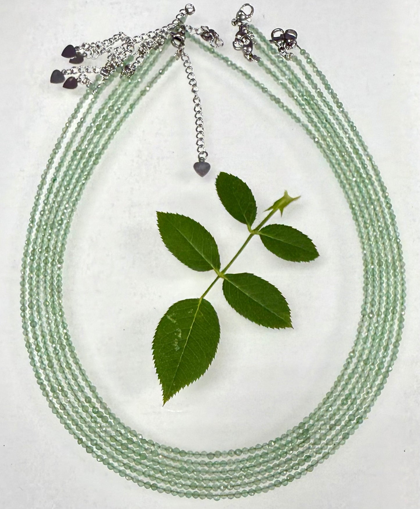6 PCs 2mm Faceted Natural Aventurine Necklace Stainless Steel Finding