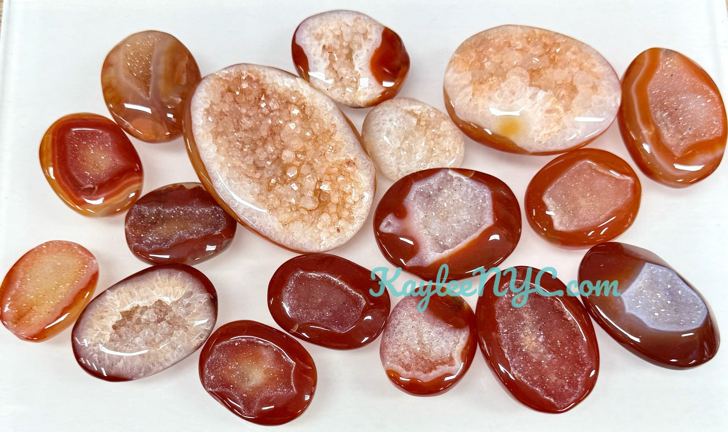 Wholesale 2 Lb Lot Natural Druzy Carnelian Palm Stones Crystal Energy