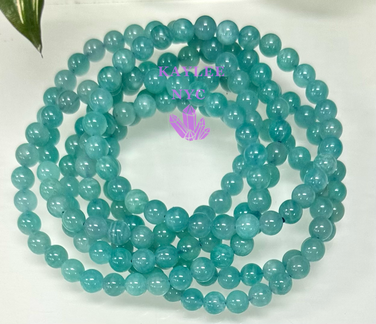 6 PCs 6mm Natural Amazonite Stretch Bracelet 7.5”