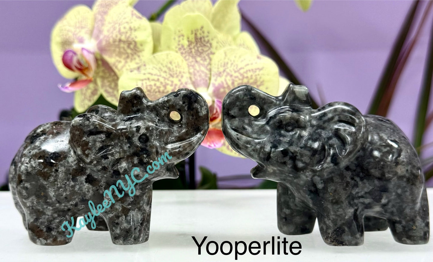 Wholesale Lot 4 pcs Natural Black Obsidian Yooperlite aka Emberlite Elephants Crystals Healing Energy