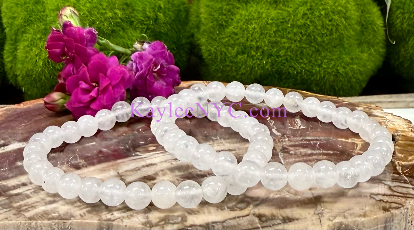 Wholesale 6 Pcs Natural Quartz 6mm 7.5” Crystal Healing Stretch Bracelet