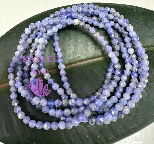 Wholesale Lot 6 Pcs Natural Faceted Tanzanite 4mm 7.5” Crystal Healing Stretch Bracelet