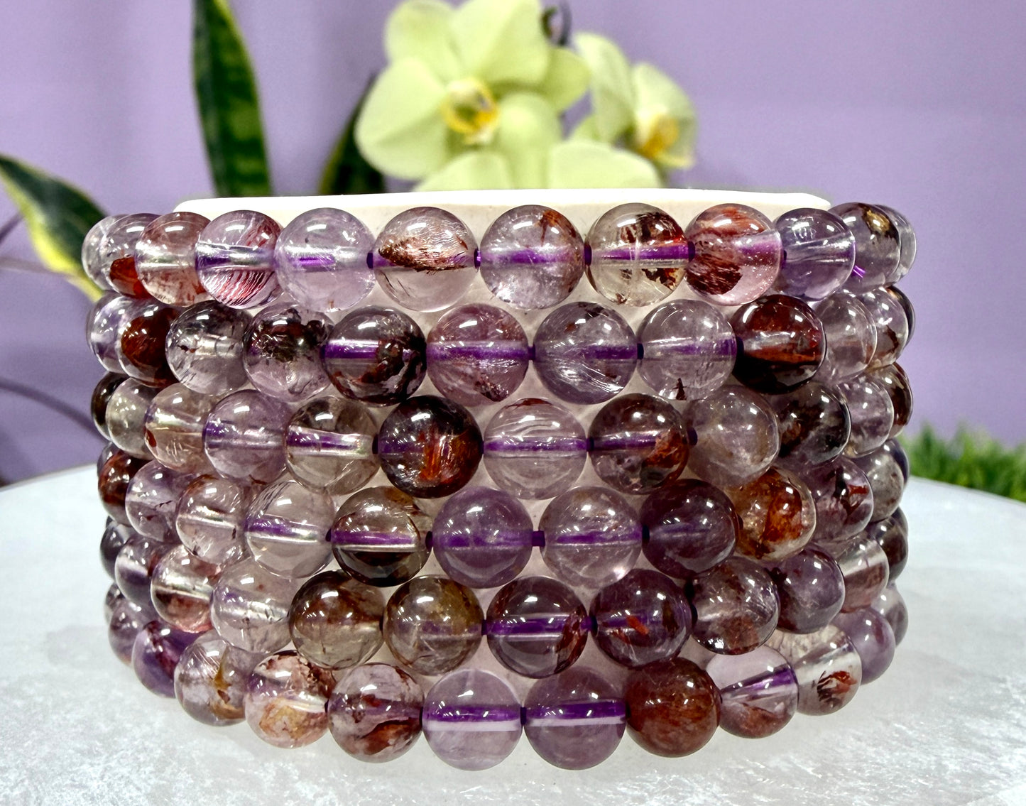 Wholesale 6 Pcs Natural Super Seven 6mm 7.5” Crystal Healing Stretch Bracelet