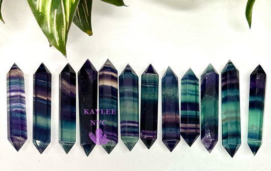 12 PCs Natural Rsinbow Fluorite Double Terminated point