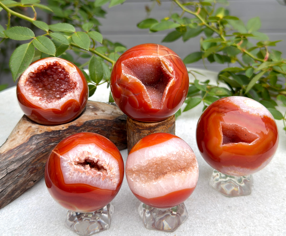 2lbs Natural Druzy Carnelian Sphere Crystal Ball