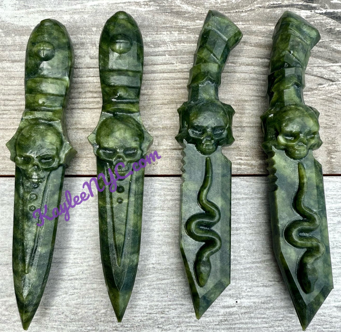 Wholesale Lot 4 pcs Natural Nephrite Jade Knife Crystals Healing Energy