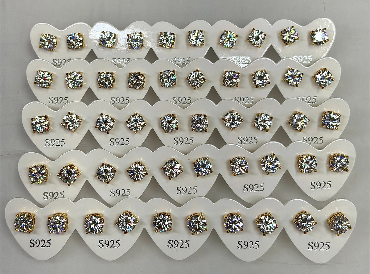 Wholesale Lot 5 Pairs Natural Moissanite Earring Stud 6.5mm