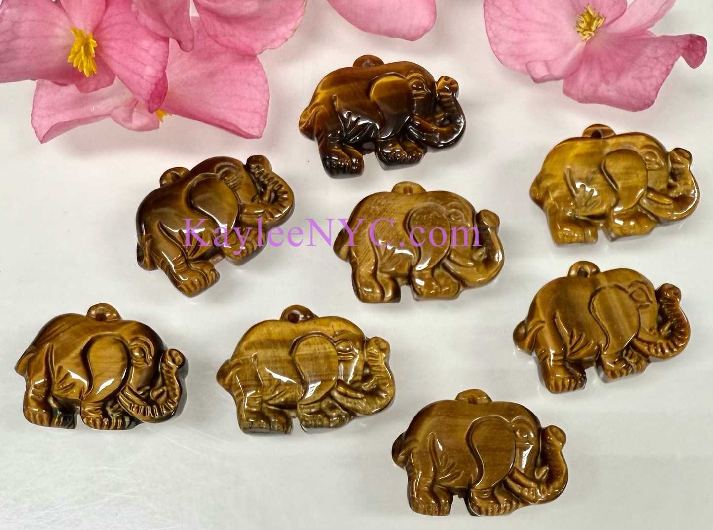 8 PCs Natural Tiger Eye Elephant Crystals Healing Energy 2.2mm