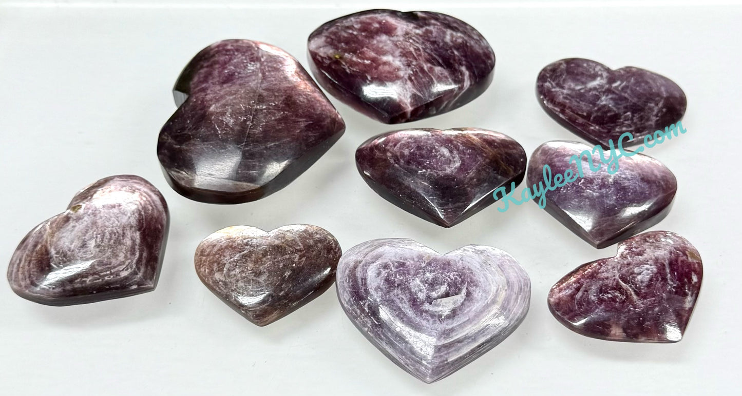 Wholesale 1 lb Lot Natural Lepidolite Mica Heart Crystal Energy