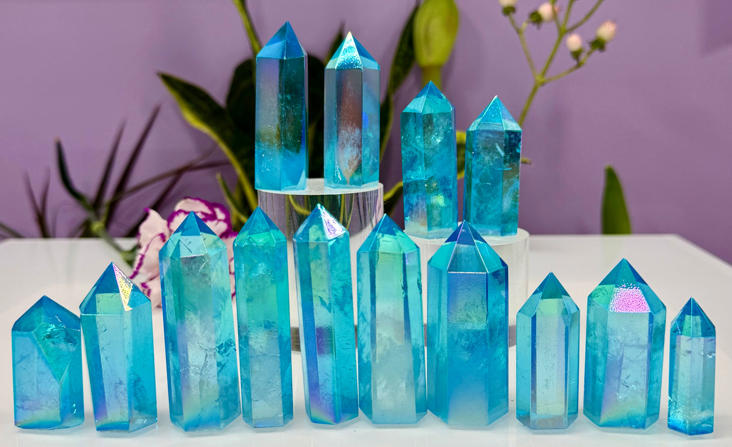 Wholesale Lot 1 lb Angel Aura Aqua Clear Quartz Tower Obelisk Point Wand Crystal Energy Healing