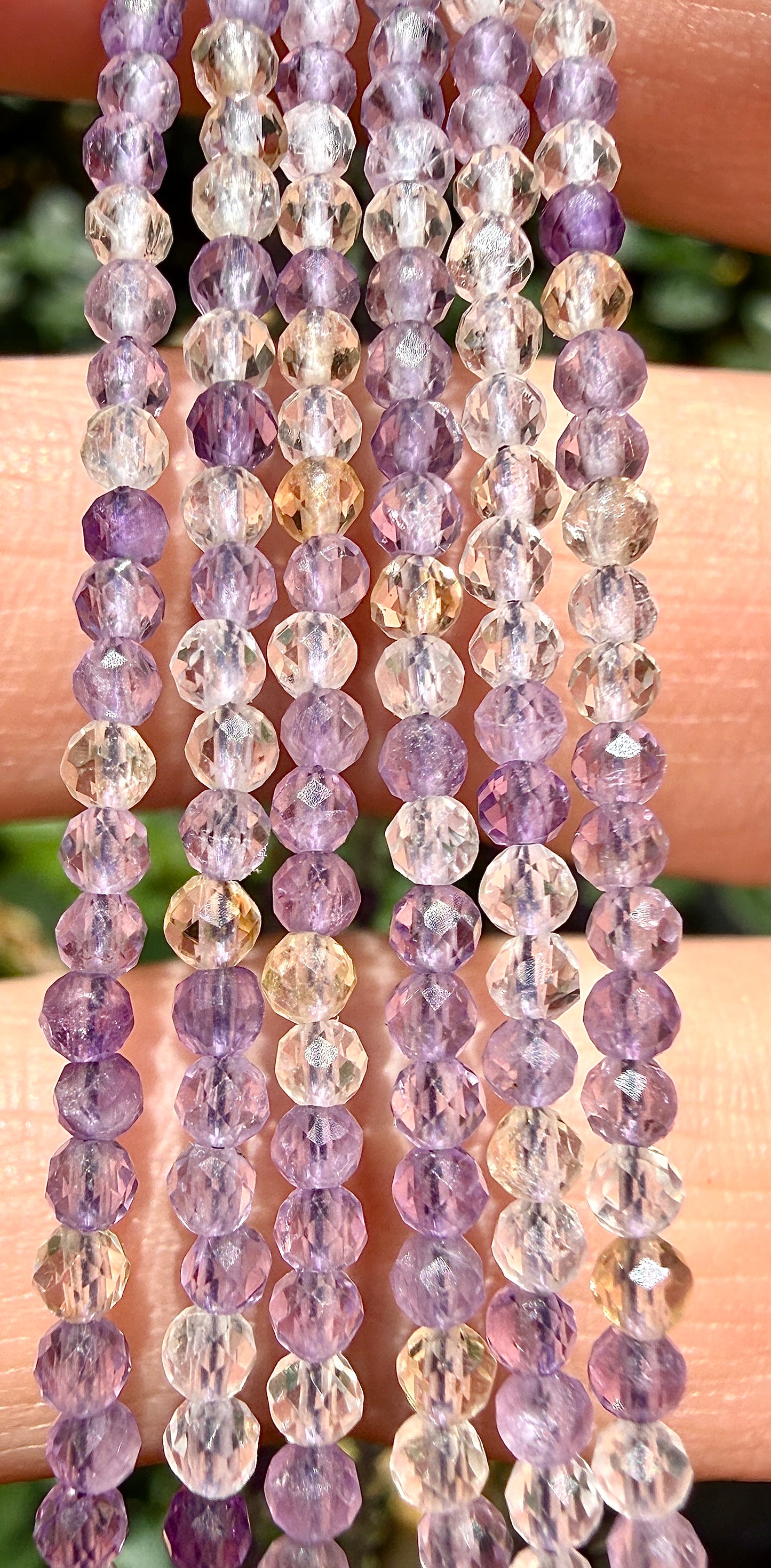 6 PCs 2mm Faceted Natural Ametrine Anklets Stainless Steel Findings