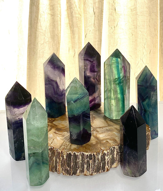 Wholesale Lot 2 Lbs Rainbow Fluorite Obelisk Point Crystal Natural Energy Tower