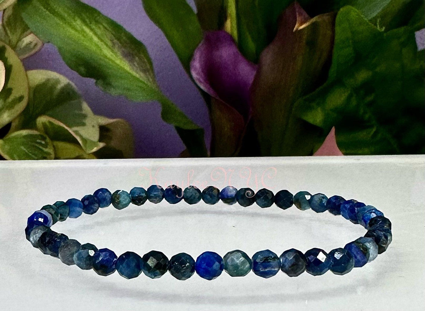 Wholesale Lot 6 Pcs Natural Blue Kyanite 4mm Faceted 7.5” Crystal Healing Stretch Bracelet