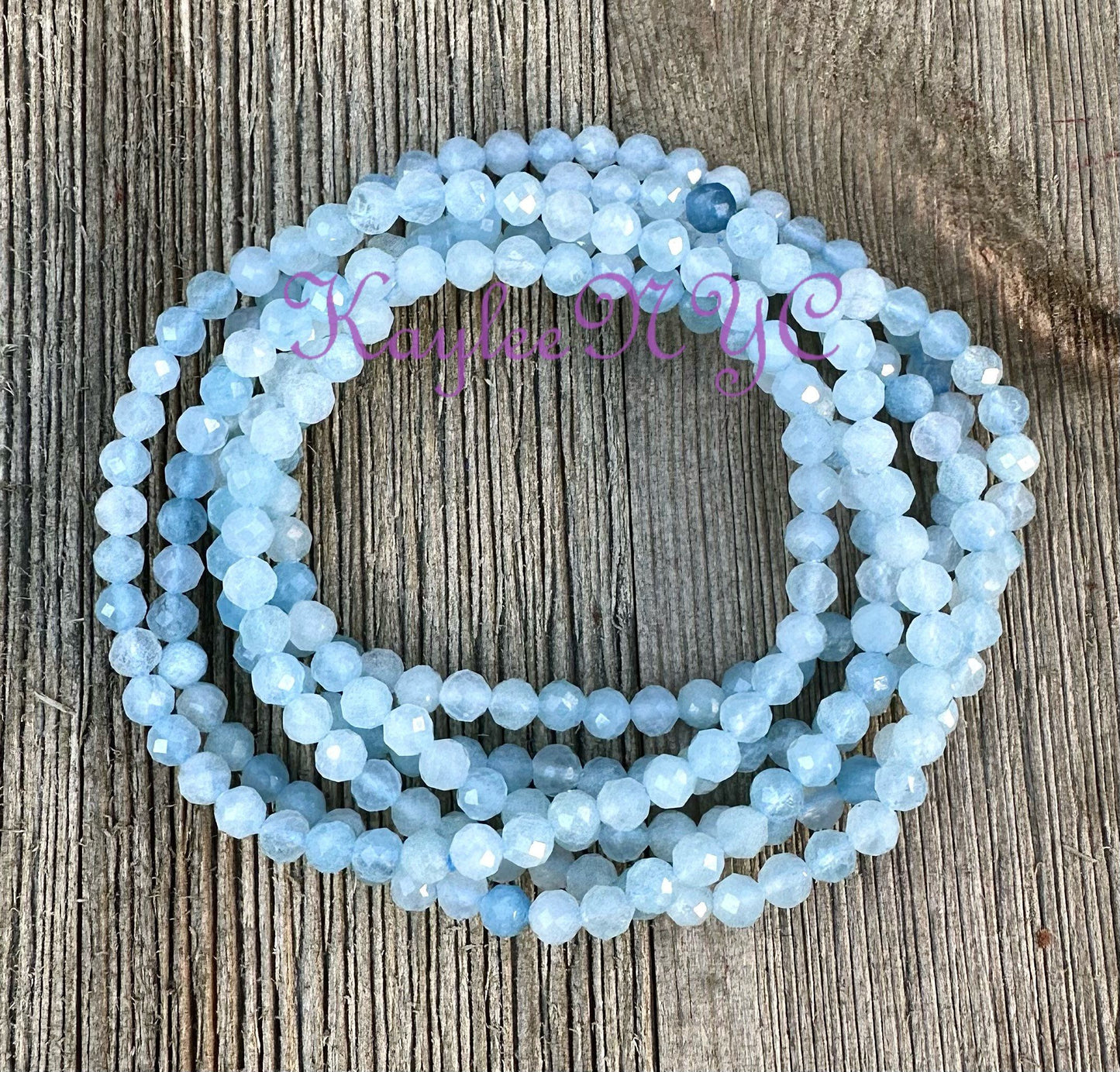 Wholesale Lot 6 Pcs Natural Aquamarine Faceted 4mm 7.5” Crystal Healing Stretch Bracelet