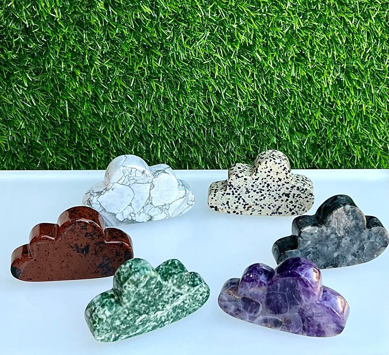 Wholesale lot 6 Pcs Mix Crystal Clouds Tree Agate Chevron Amethyst Larvikite