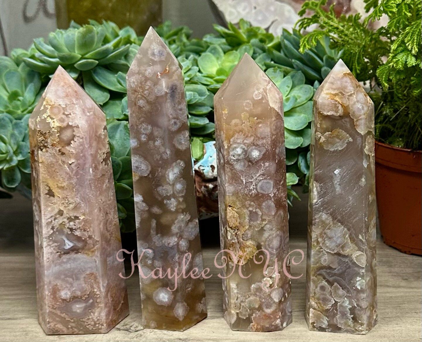 3 to 4 PCs Natural Flower Agate obelisk Tower Point Crystal