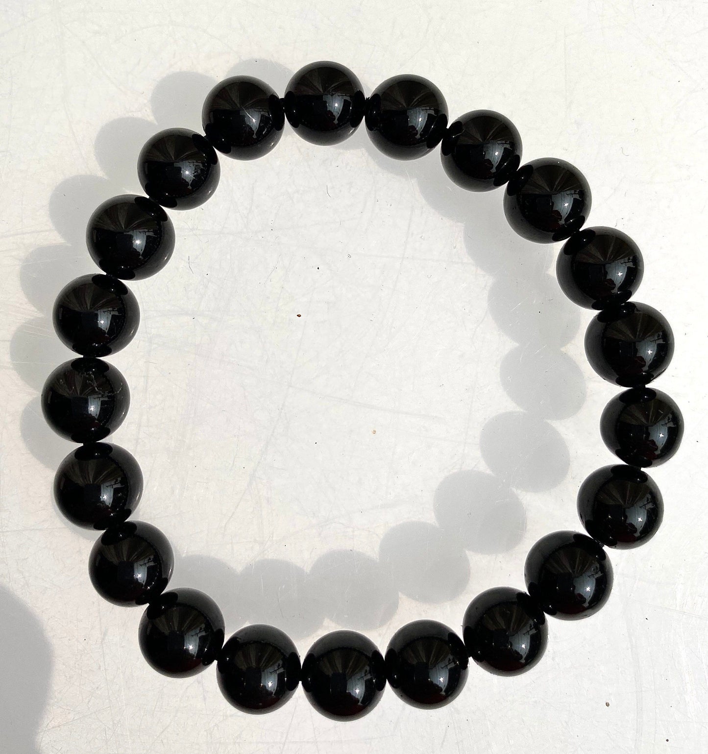 Wholesale 6 Pcs Natural Black Tourmaline 10mm 7.5” Crystal Healing Stretch Bracelet