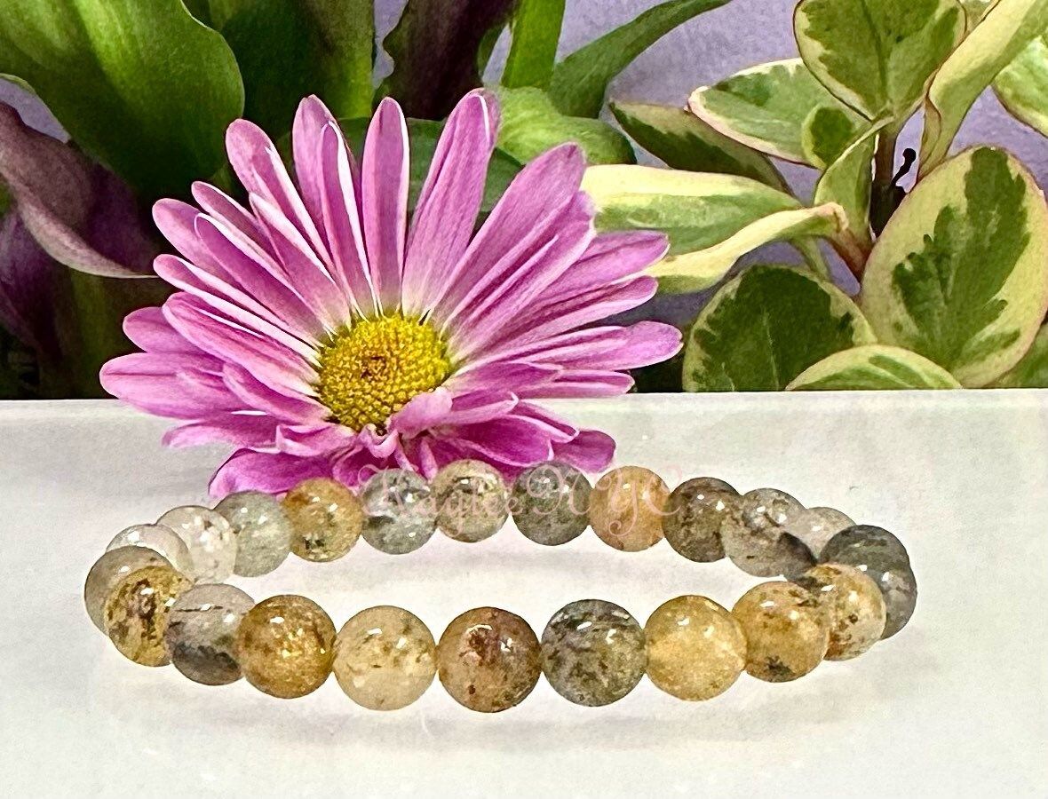 Wholesale Lot 6 Pcs Natural Biotite Mica Quartz 8mm 7.5” Crystal Healing Stretch Bracelet