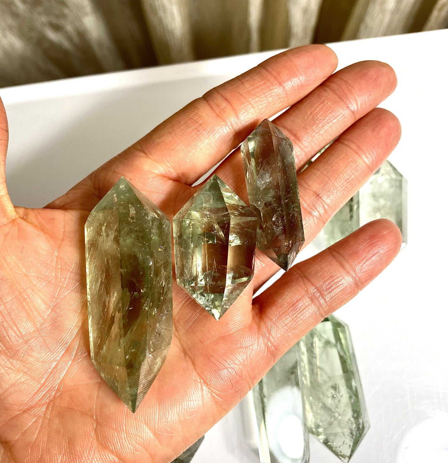 Wholesale Lot 1/2 Lb Prasiolite Green Amethyst Double Terminated Point