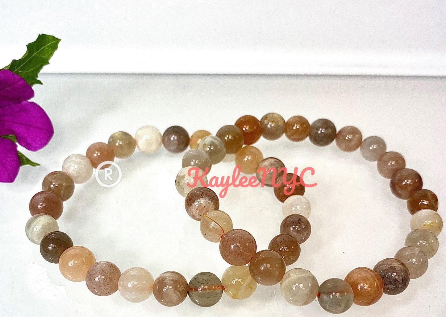 Wholesale 6 Pcs Natural Mix color Moonstone 8mm 7.5” Stretch Bracelet Crystal Healing Energy