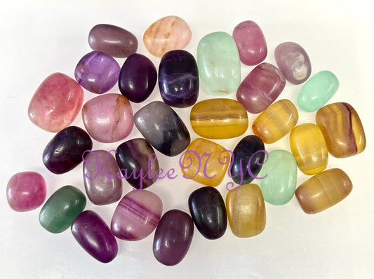 Wholesale Lot 2 Lbs Natural Candy Rainbow Fluorite Tumble Natural Healing Energy Nice Quality