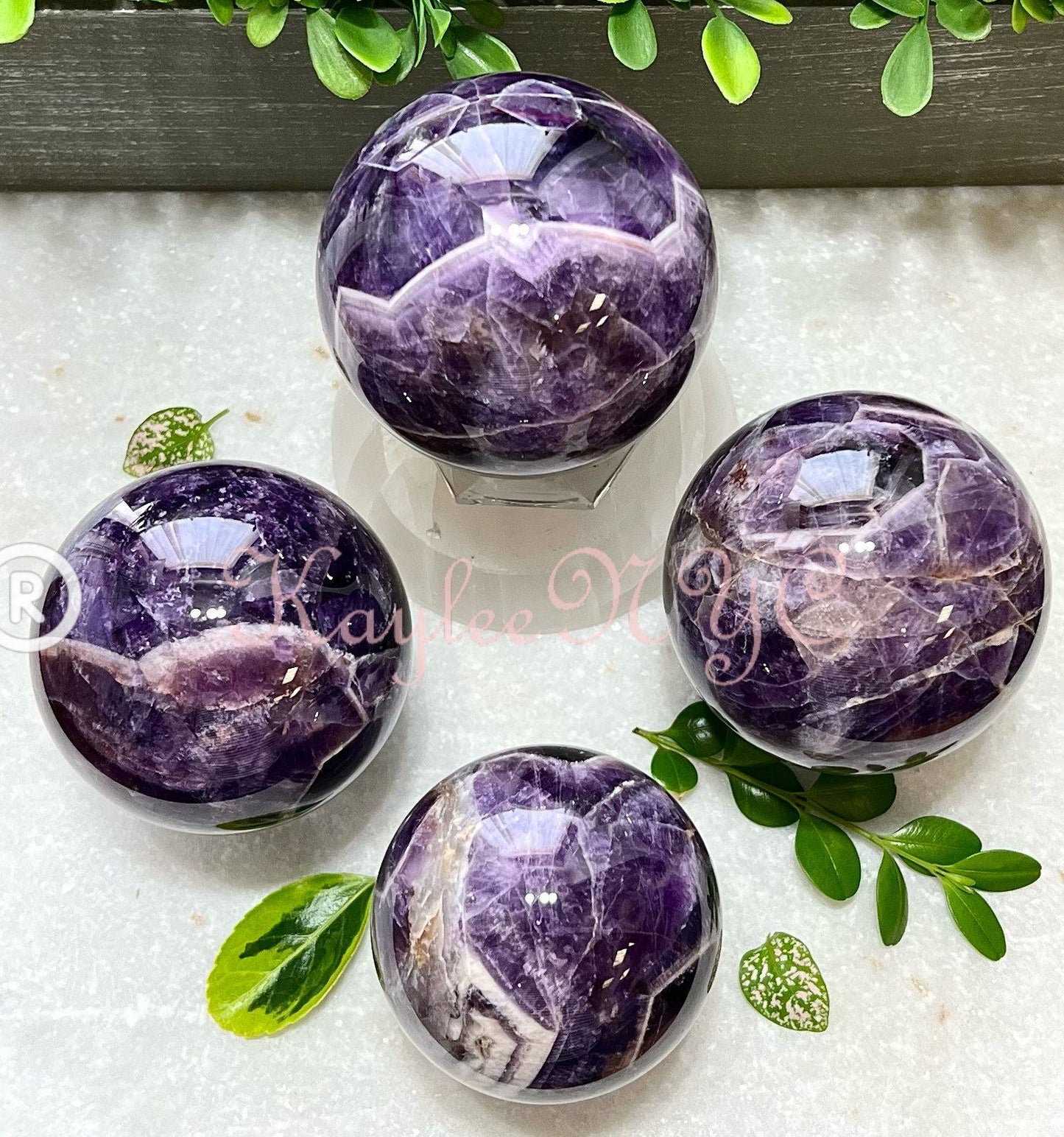 Wholesale Lot 4-5 Pcs Natural Chevron Amethyst Sphere Crystal Ball Nice Quality Healing Energy