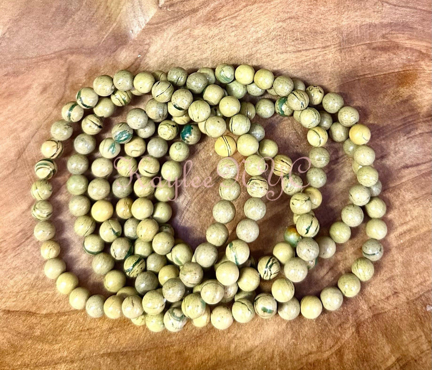 Wholesale 6 Pcs Natural Yellow Unakite Jasper Aka Chrysoprase 6mm 7.5” Crystal Healing Stretch Bracelet