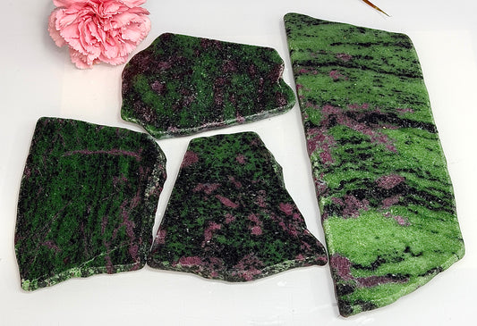 4-5 pcs Natural Ruby Zoisite Slabs Crystals Healing Energy