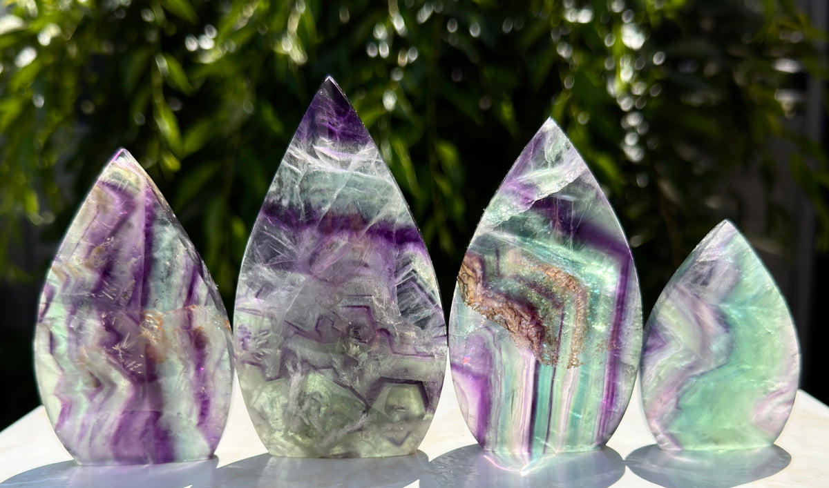 Wholesale Lot 4 pcs Natural Rainbow Fluorite Freeform Crystal Healing Energy 1.9-2lbs