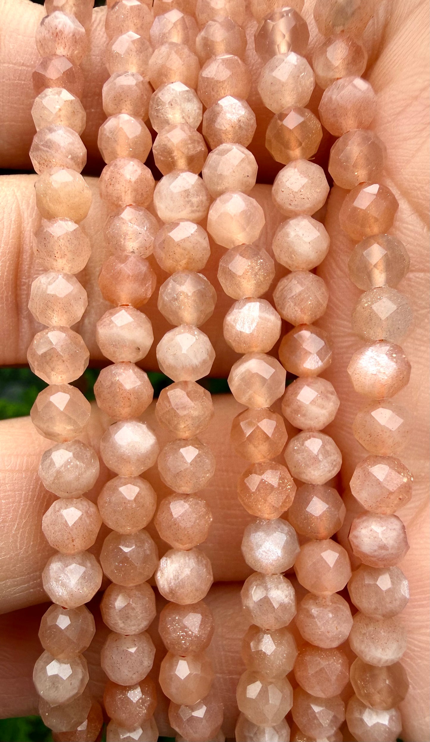 Wholesale Lot 6 Pcs Natural Faceted Peach Moonstone 4mm 7.5” Crystal Healing Stretch Bracelet