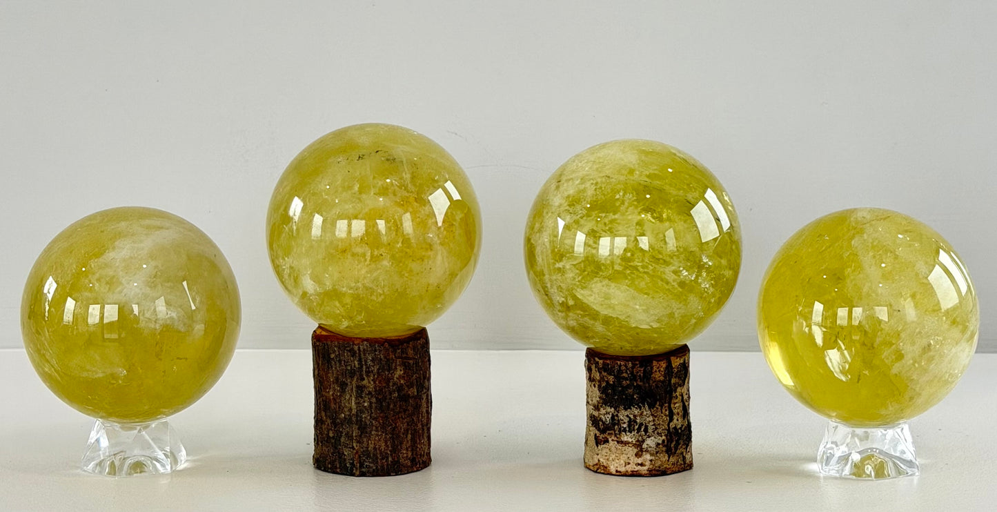 4-5 PCs Natural Lemon Quartz Sphere Crystals Healing Energy