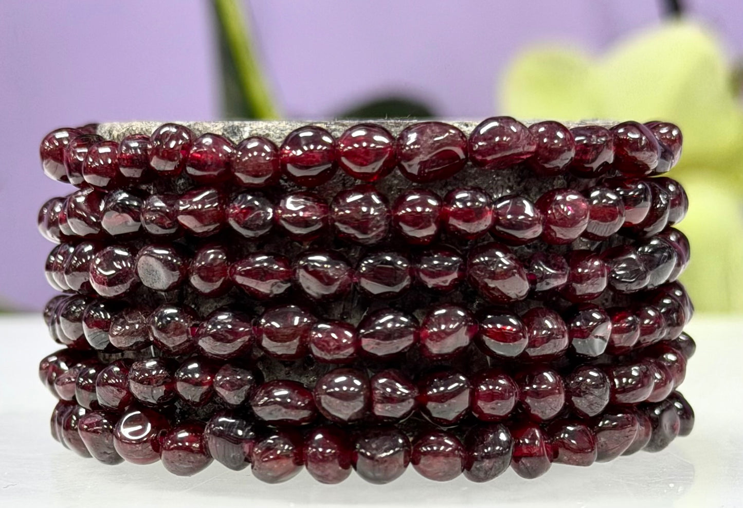 Wholesale 6 Pcs 5mm Natural Garnet 7” Crystal Healing Stretch Bracelet