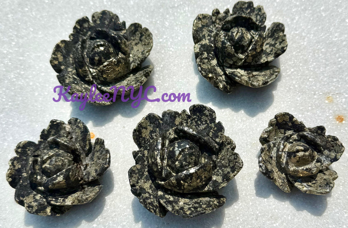 4-5 PCs Natural Black Pyrite Flowers Carving Crystals Healing Energy