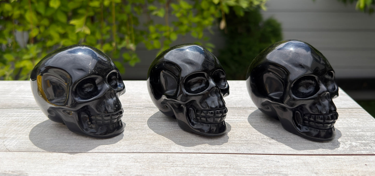 Wholesale lot 3 Pcs Natural Black Obsidian Skull