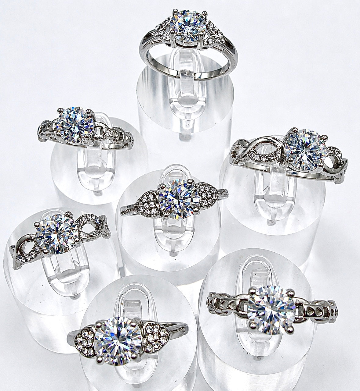 Wholesale Lot 7 Pcs Natural Moissanite Stainless Steel(316) rings