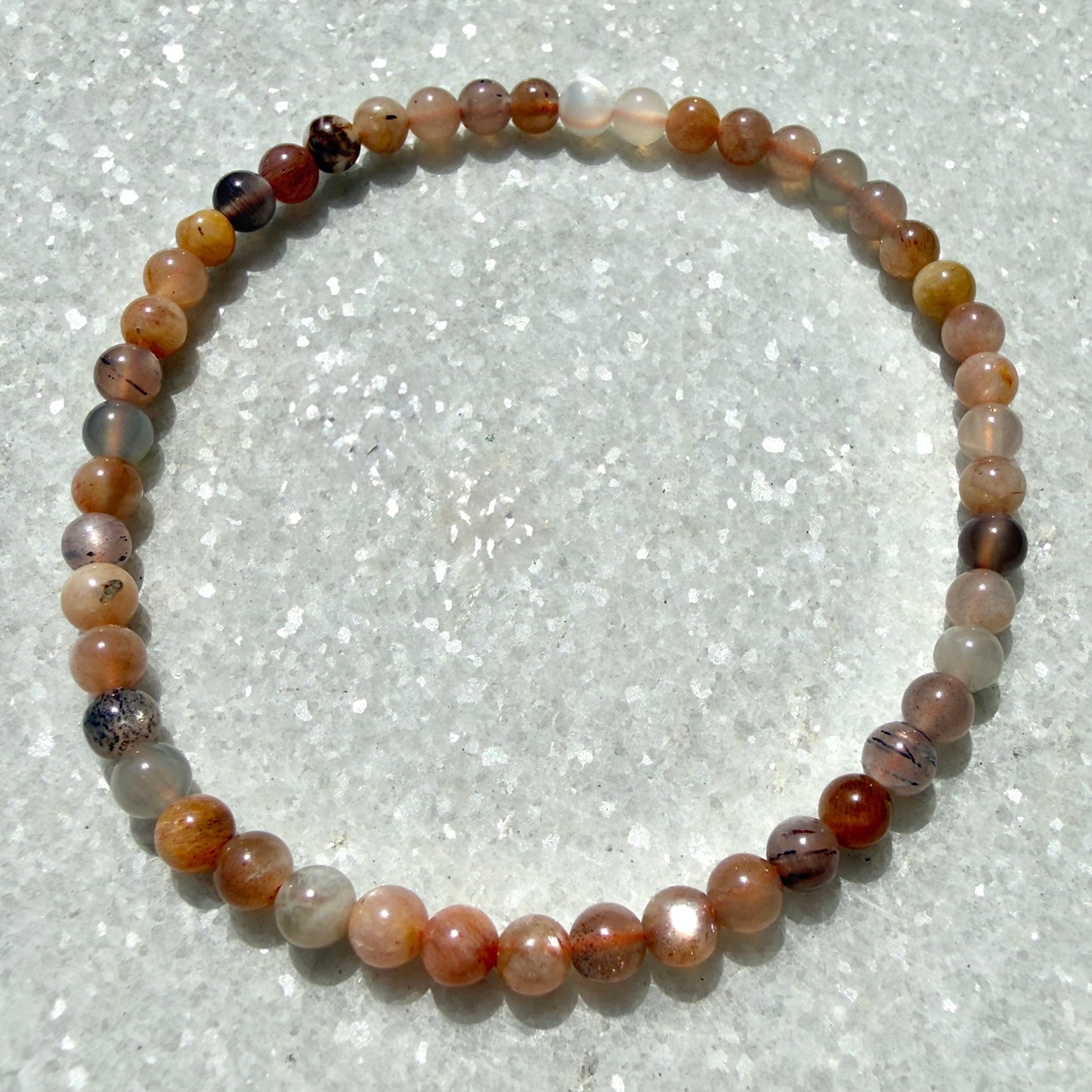 Wholesale Lot 6 Pcs Natural Black Moonstone 4mm 7.5” Crystal Healing Stretch Bracelet