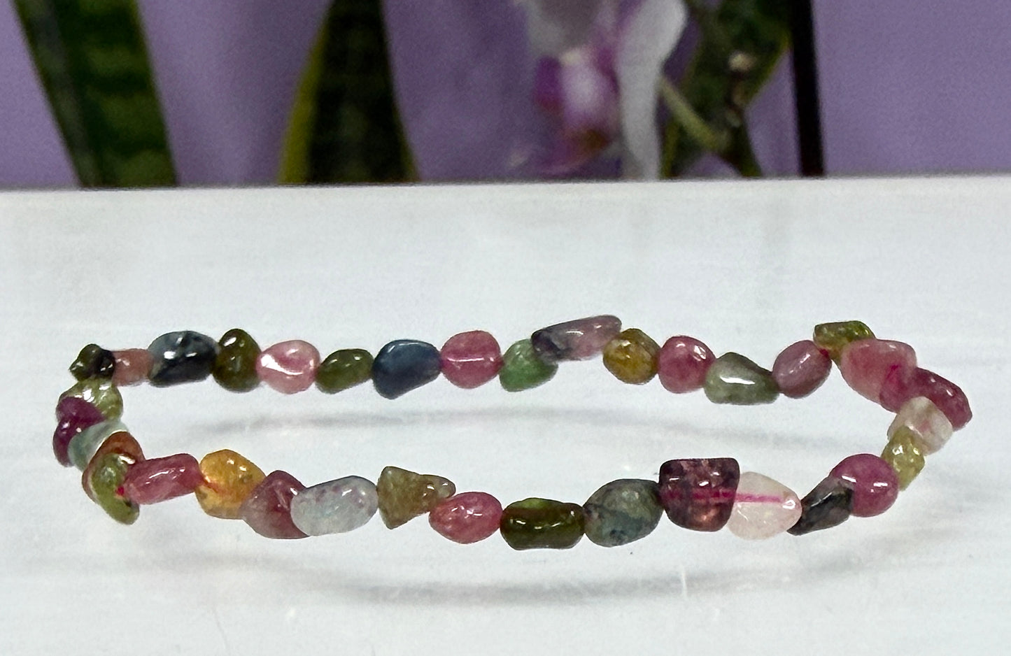 Wholesale 6 Pcs 8mm Watermelon Tourmaline Tumble Natural Crystal Healing Stretch bracelet 7.5"