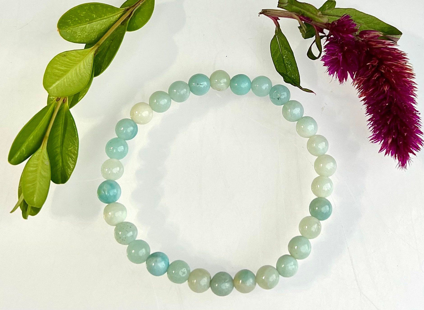 Wholesale 6 Pcs Natural Amazonite 6mm 7.5” Crystal Healing Stretch Bracelet