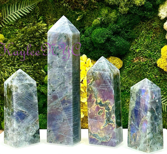 Wholesale Lot 4-5 pcs large Natural Sunset Labradorite obelisk Tower Point Crystal Healing Energy 3.8-4lbs