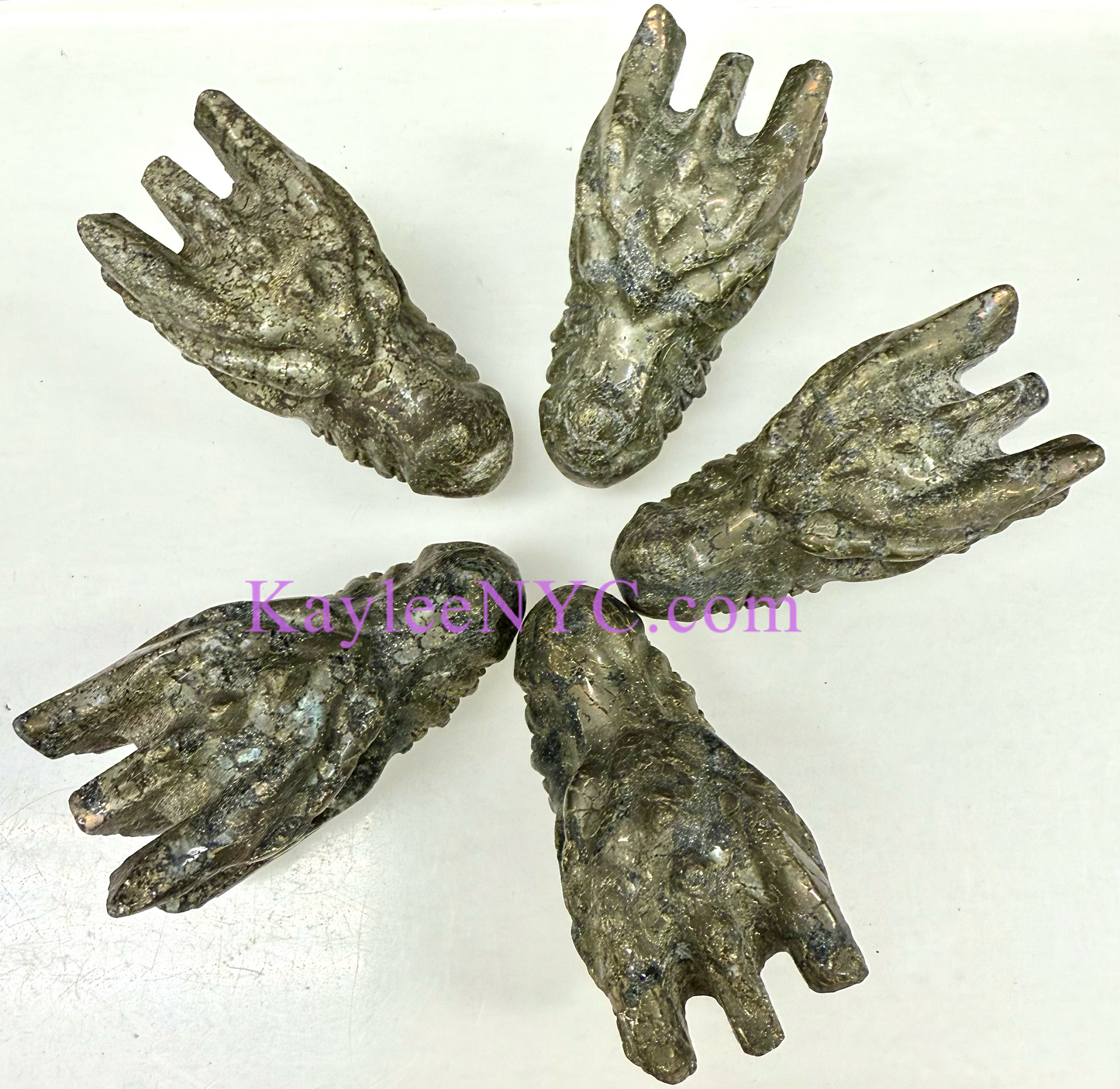 5 PCs Natural Black Pyrite Dragon Head Crystals Healing Energy