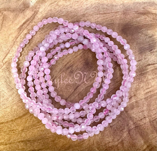 Wholesale Lot 6 Pcs Natural Rose Quartz 3mm Faceted 7.5” Crystal Healing Stretch Bracelet