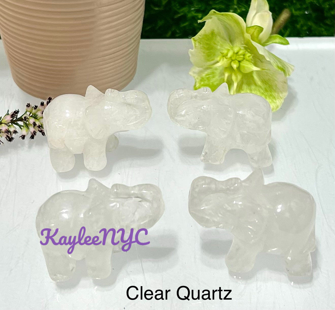 8 PCs 1.5” Mix Natural Crystal Elephant