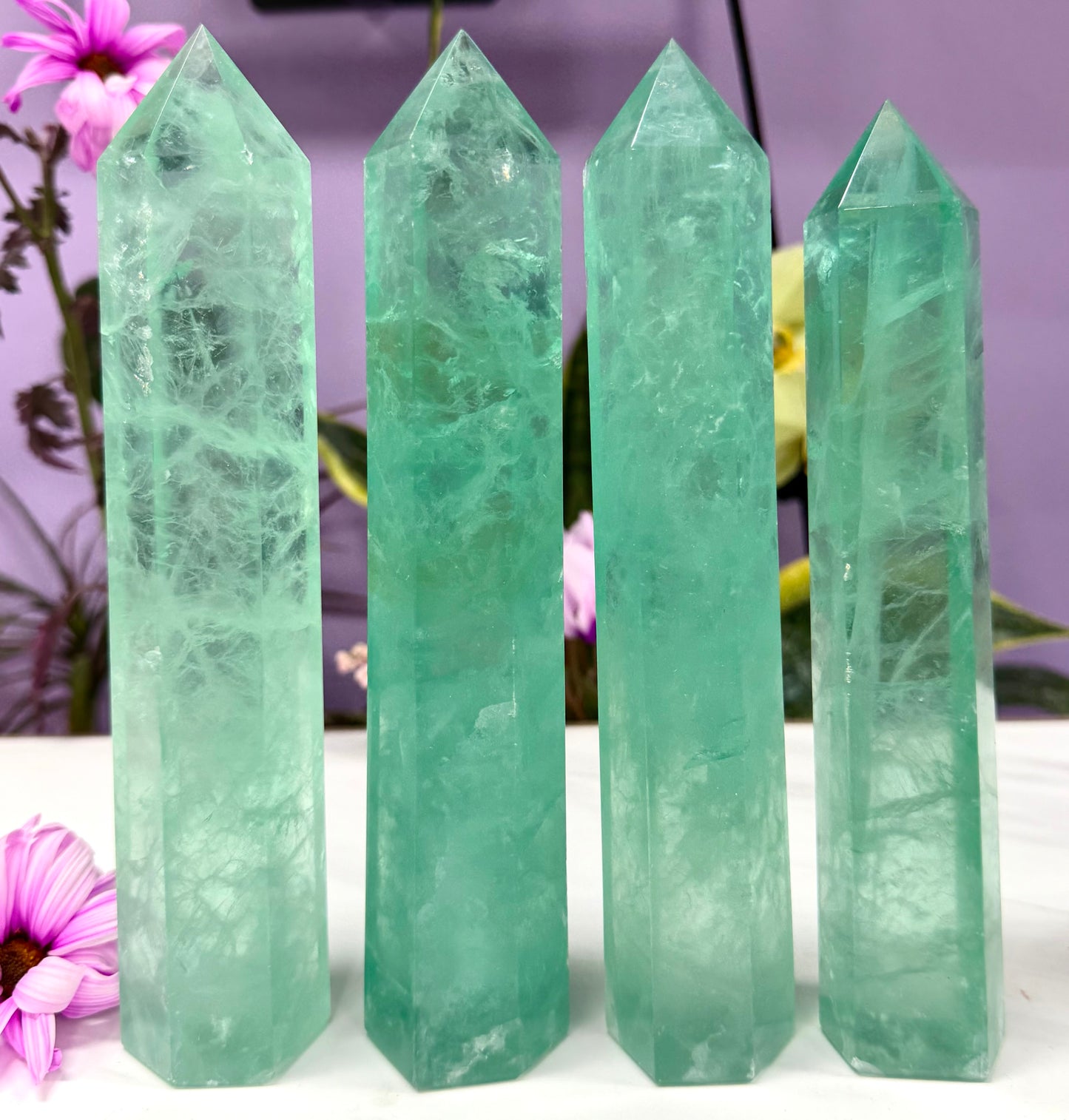 Wholesale Lot 3-4 PCs large Mint Green Fluorite Tower Obelisk Point Natural Crystal Healing