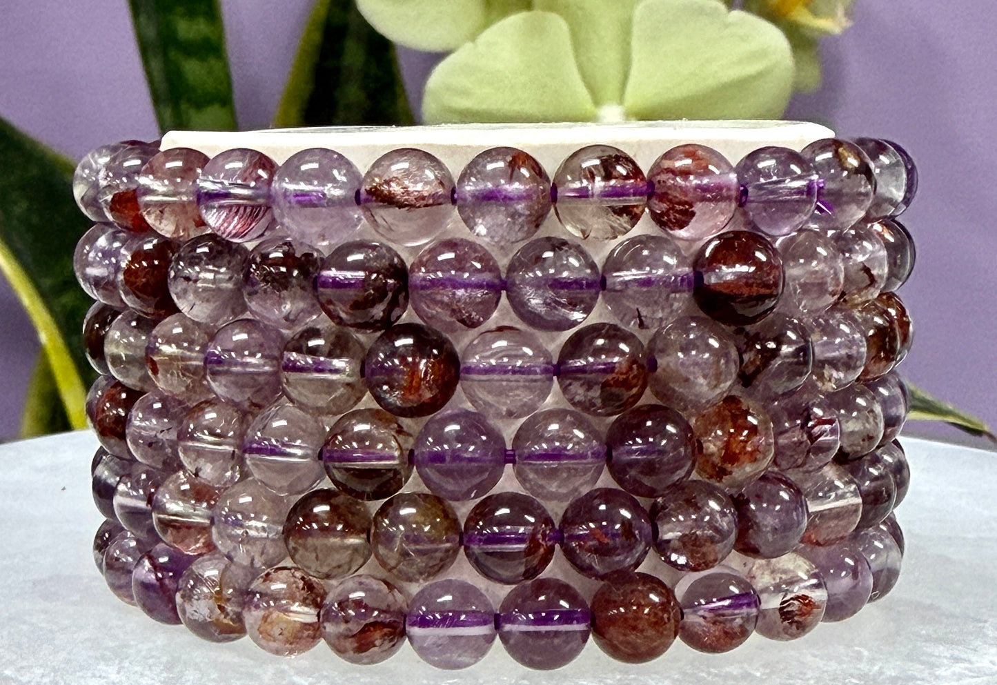 Wholesale 6 Pcs Natural Super Seven 6mm 7.5” Crystal Healing Stretch Bracelet