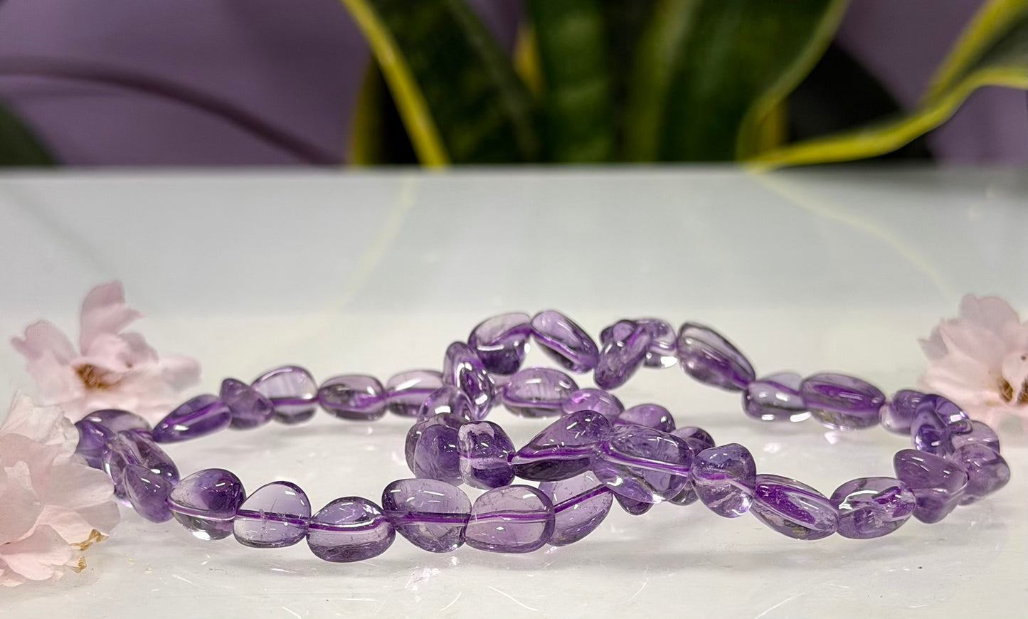 Wholesale 6 Pcs ~7mm Natural Amethyst 7.5” Crystal Healing Stretch Bracelet