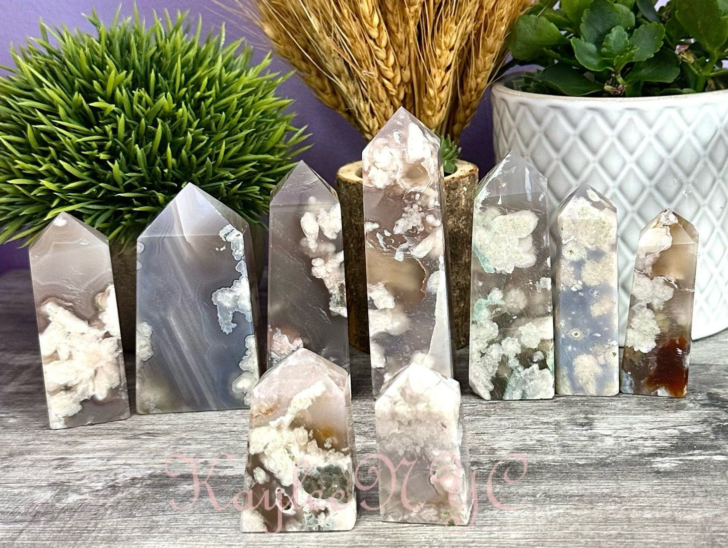 Wholesale Lot 2 Lbs Natural Flower Agate Obelisk Tower Point Crystal Healing Energy