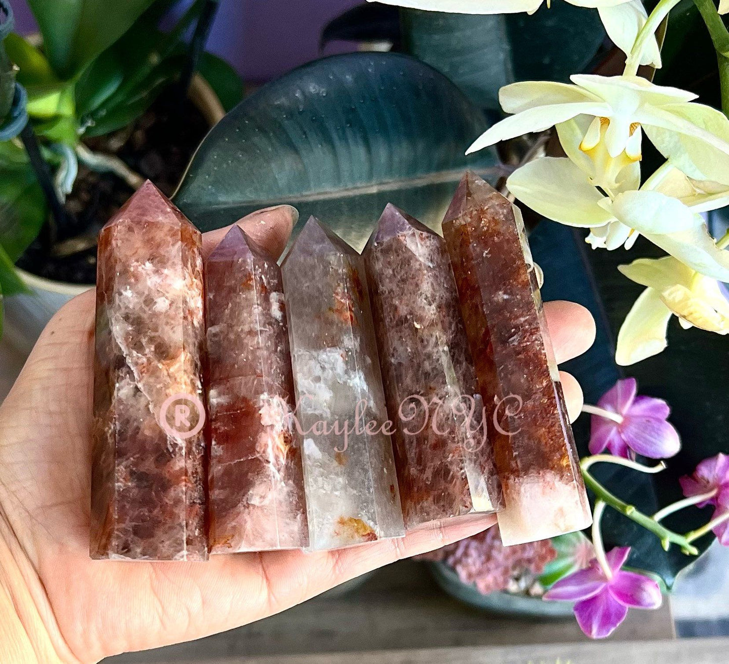 Wholesale Lot 1 Lb Natural Hematoid Fire Quartz Obelisk Tower Point Crystal Healing