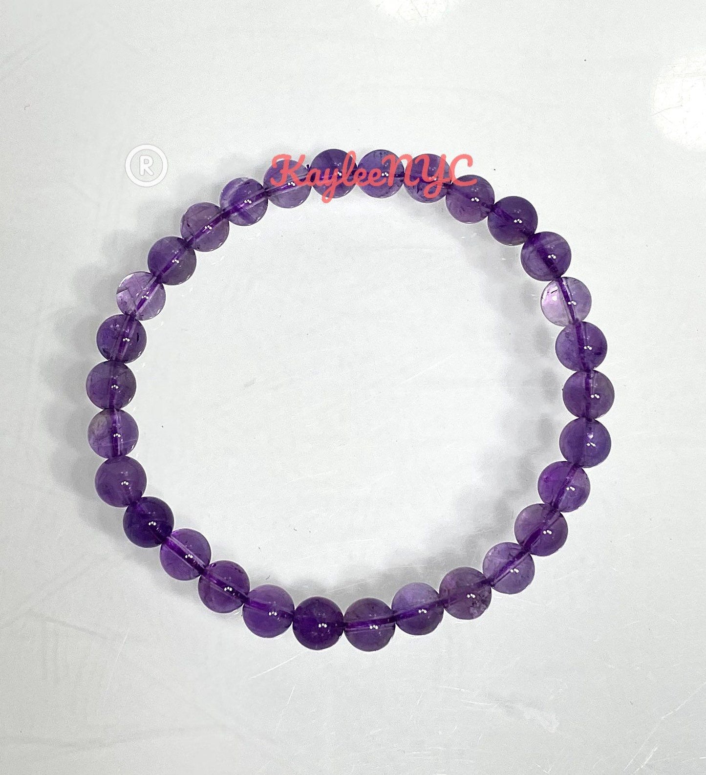 Wholesale 6 Pcs Natural Amethyst 6mm 7.5” Crystal Healing Stretch Bracelet